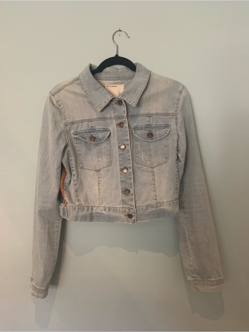life in progress Light Blue Cropped Denim Jacket